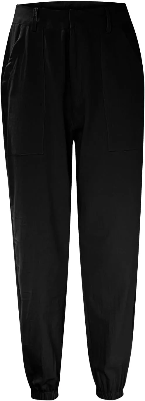 High Waisted Linen Pants for Women Casual Lounge Pants Lightweight Pants with Pockets Slim Fitting Pants Trousers