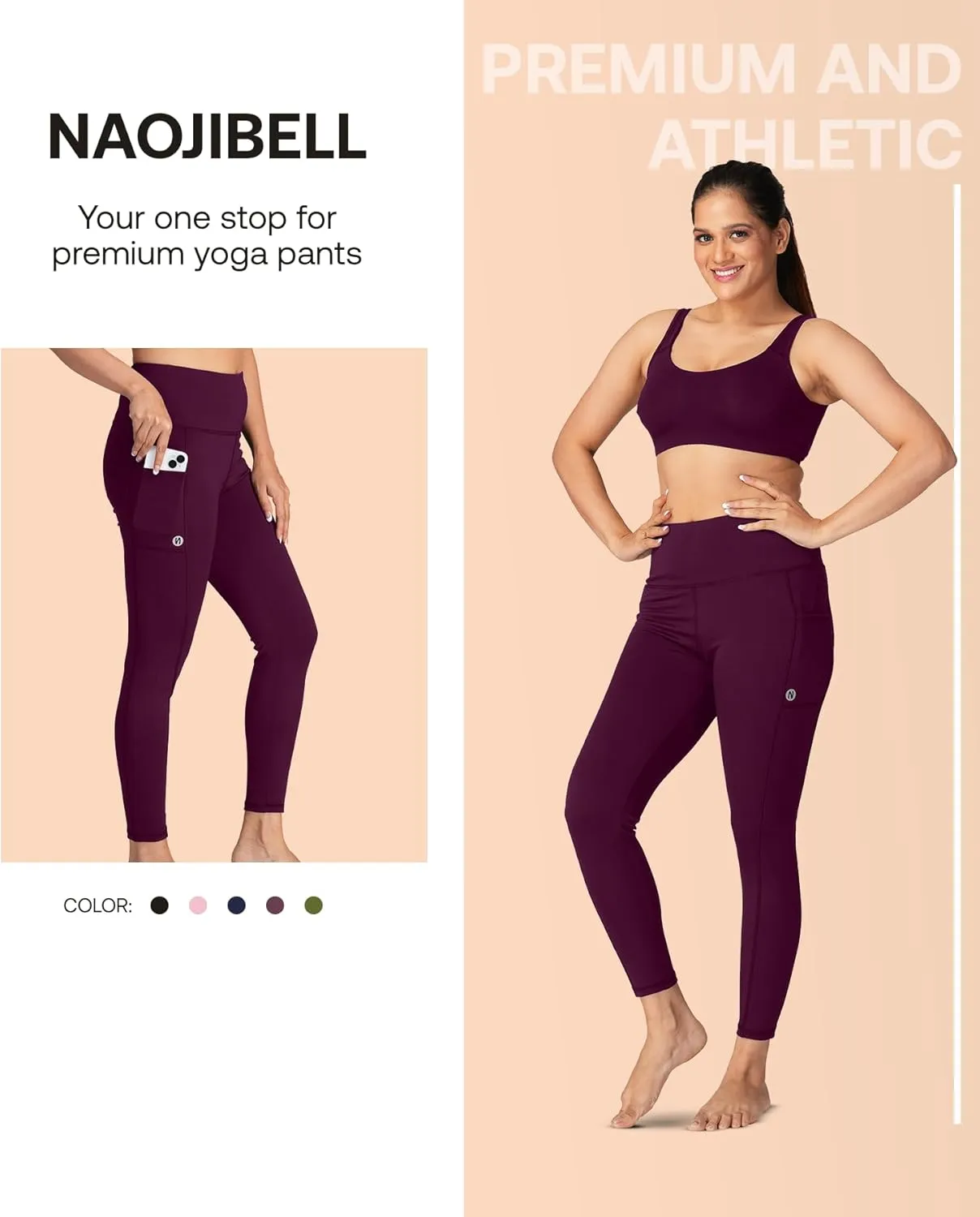 High-Waisted Yoga Pants  Buttery Soft, Tummy Control Leggings with Pockets for Workout & Casual Wear