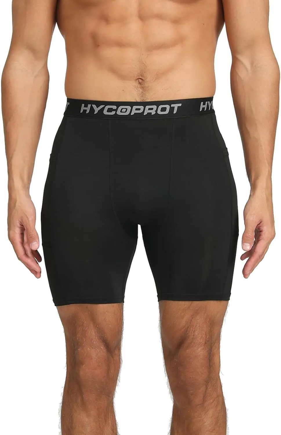 HYCOPROT Compression Shorts Men with Pocket Spandex Sports Tights Athletic Performance Baselayer Workout Running Underwear