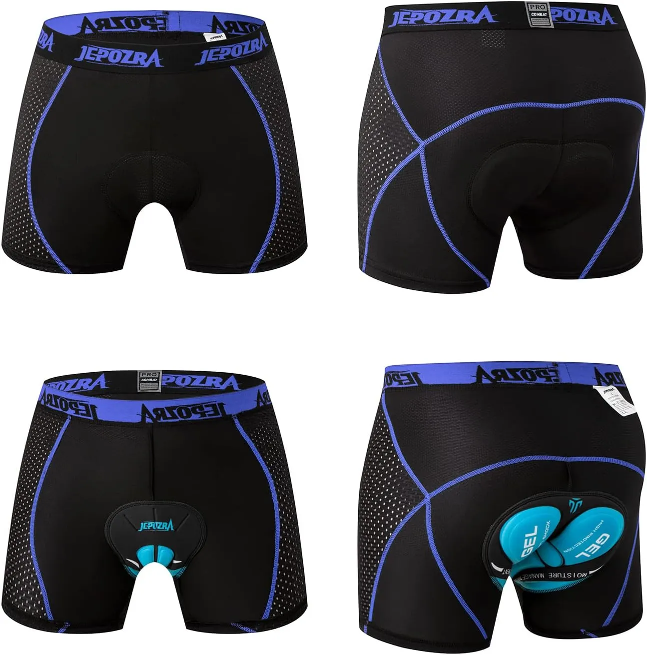 JEPOZRA Men's Cycling Underwear Shorts 3D Padded Bike Shorts Breathable Quick Dry Pants