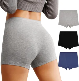 K-CHEONY Women's Boyshort Underwear High Waisted Ladies Panties Breathable Soft Postpartum Full Coverage Boxer Briefs 3Pack