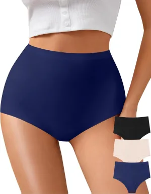 K-CHEONY Womens High Waisted Thongs No Show Panties Lightweight Soft Stretch High Cut Underwear 3 Pack