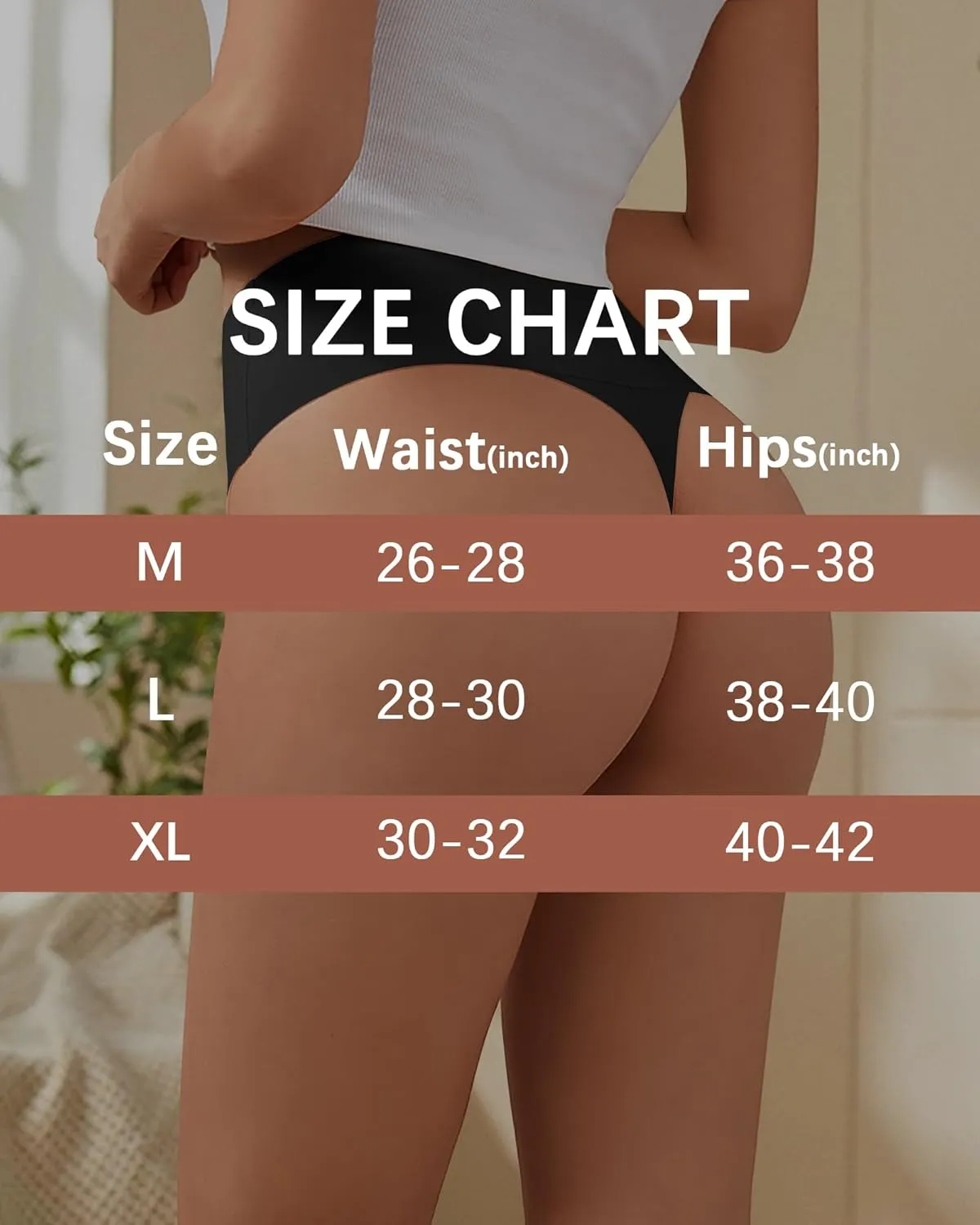 K-CHEONY Womens High Waisted Thongs No Show Panties Lightweight Soft Stretch High Cut Underwear 3 Pack