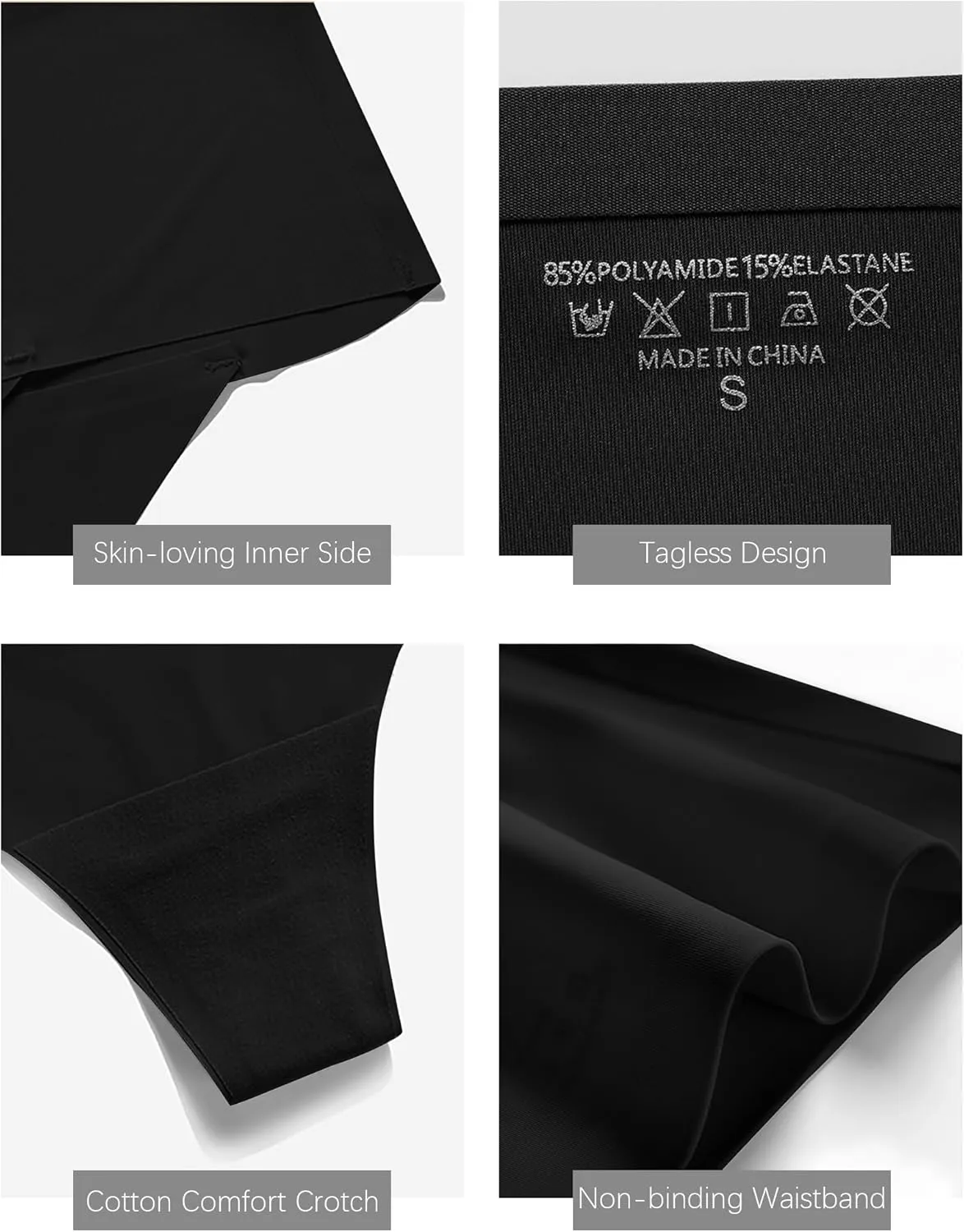 K-CHEONY Womens High Waisted Thongs No Show Panties Lightweight Soft Stretch High Cut Underwear 3 Pack