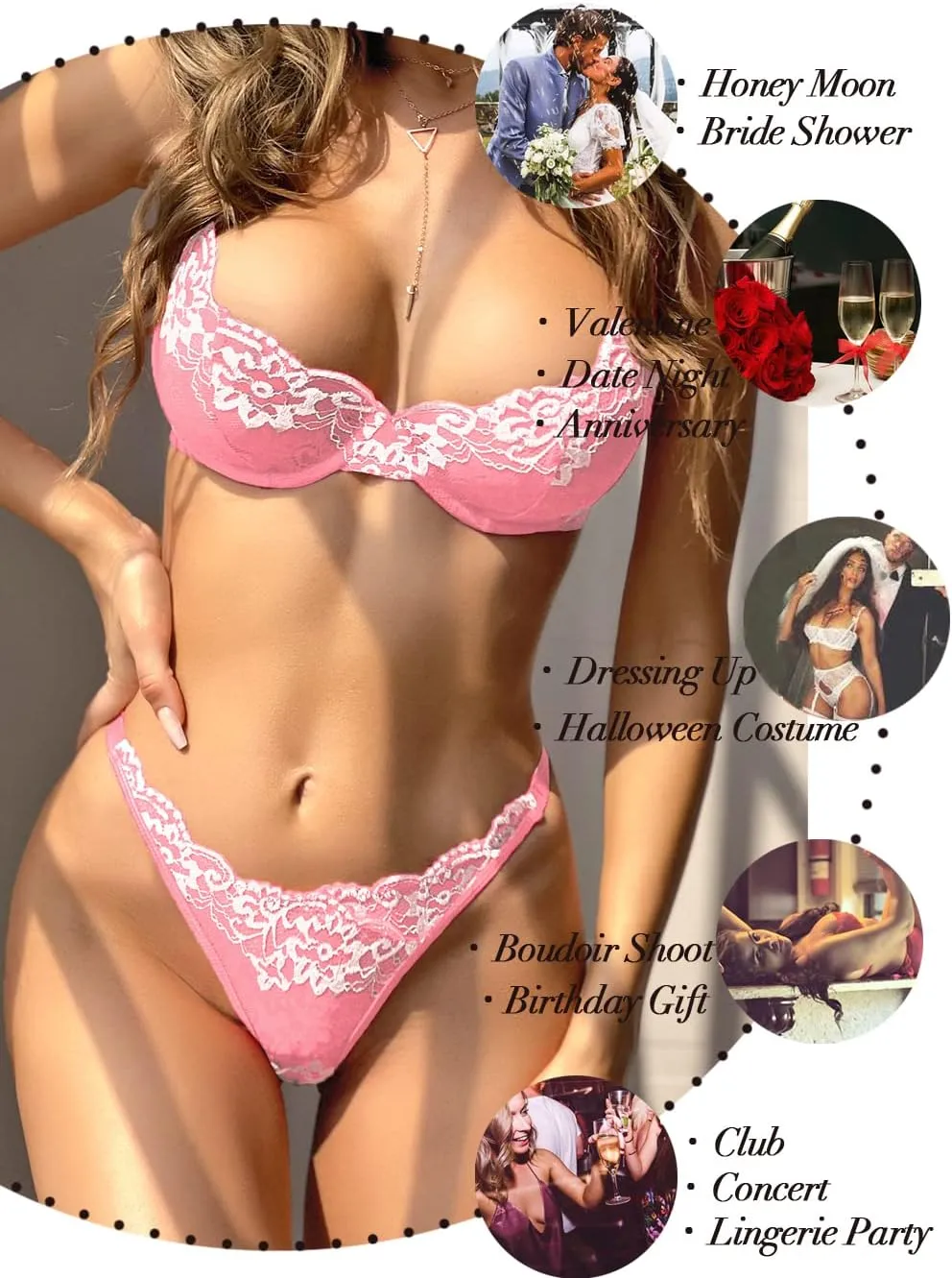 Kaei&Shi Sexy Bra And Panty Sets,Embroidered Two Piece Underwire Lingerie Set