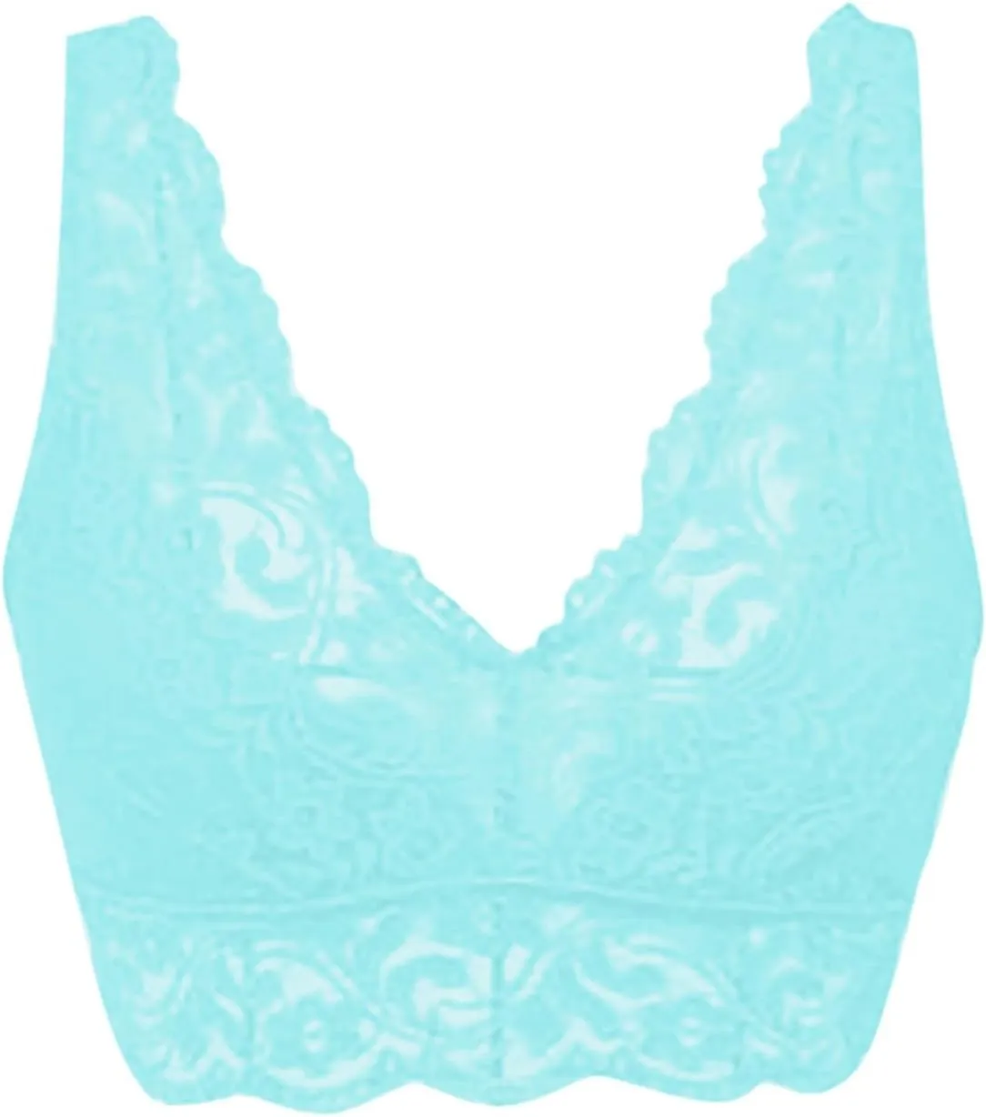 Lace Bralette for Women Deep V Wirefree Plunge Bra Soft Padded Bralette Bra Comfortable Mesh Padded Soft Crop Top