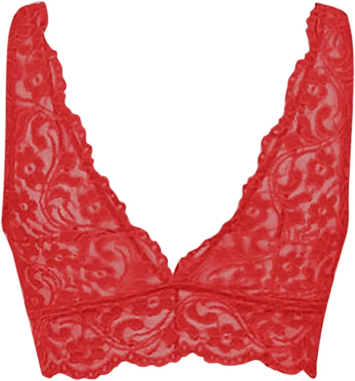 Lace Bralette for Women Deep V Wirefree Plunge Bra Soft Padded Bralette Bra Comfortable Mesh Padded Soft Crop Top