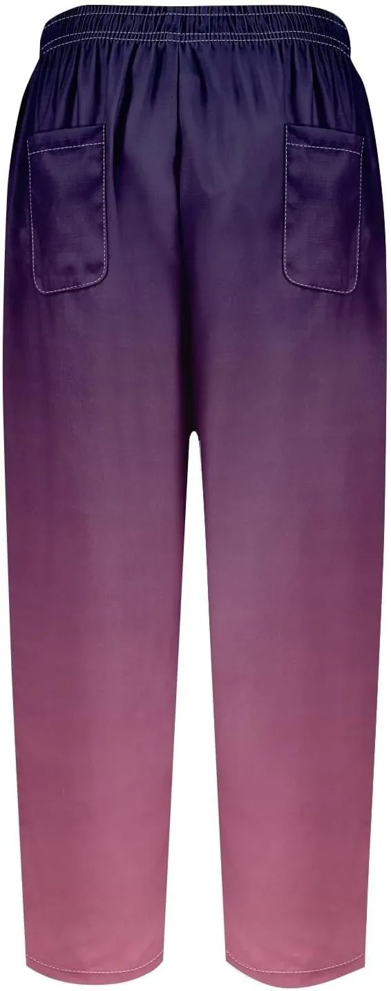 LCMTWX Petite Linen Pants Waist Pants Drawstring Capri Pants with Pockets Wide Leg Cropped Pants for Women Linen Pant
