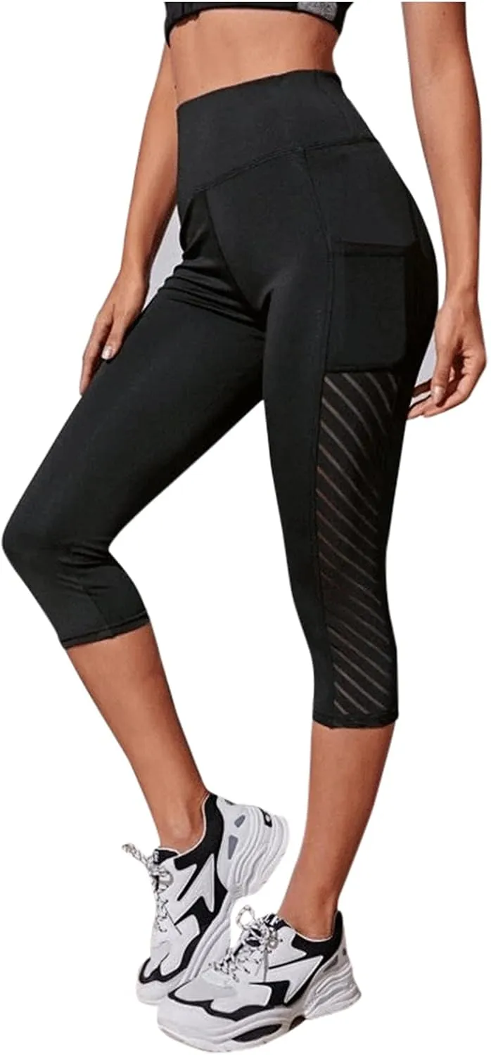 Leggings for Women Butt Lift Thin Tummy Control High Waist Gym Sports Yoga Leggings Athletic Cropped Pants with Pocket
