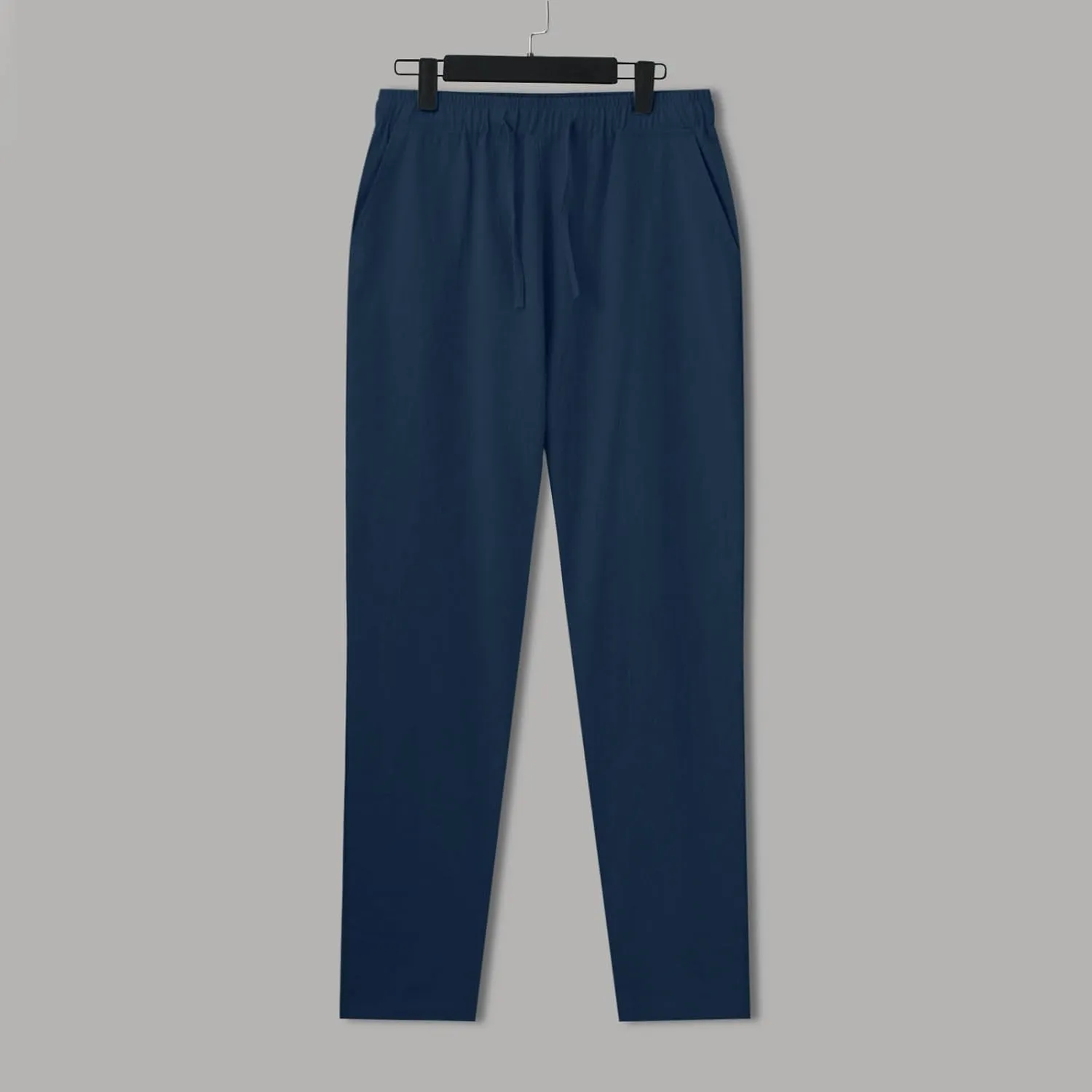 Linen Pants Men Casual Pants Loose Fit Trousers Elastic Waist Lightweight Pants Summer Yoga Beach Long Pants with Pockets