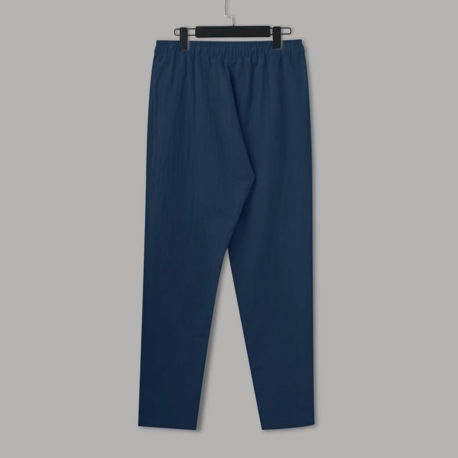 Linen Pants Men Casual Pants Loose Fit Trousers Elastic Waist Lightweight Pants Summer Yoga Beach Long Pants with Pockets