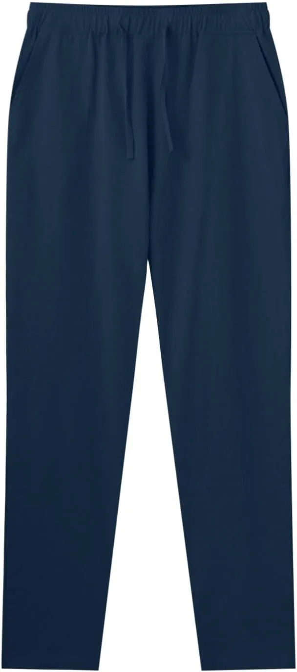Linen Pants Men Casual Pants Loose Fit Trousers Elastic Waist Lightweight Pants Summer Yoga Beach Long Pants with Pockets