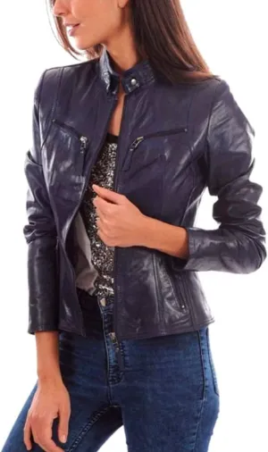LL LEATHER LOVERS Women's Lambskin Leather Moto Biker Jacket - Winter Wear