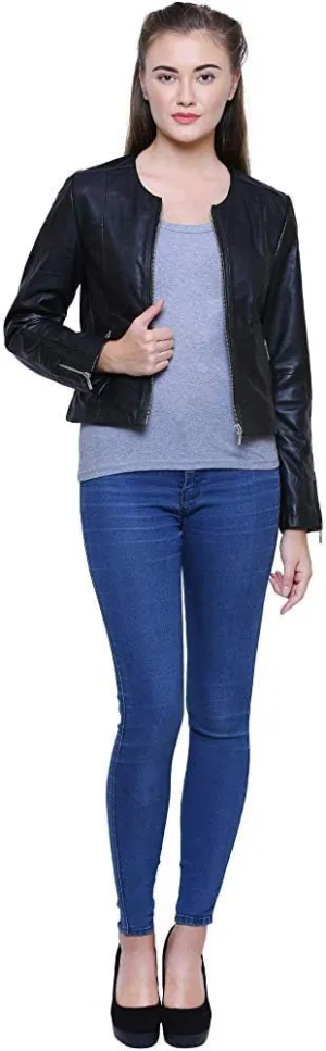 LL LEATHER LOVERS Women's Lambskin Leather Moto Biker Jacket - Winter Wear