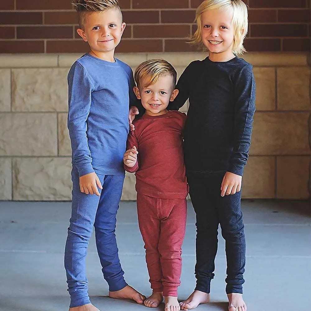 Made in USA Boys Thermal Cotton Underwear Set Long Soft Breathable Base Layer, SPD Sensory