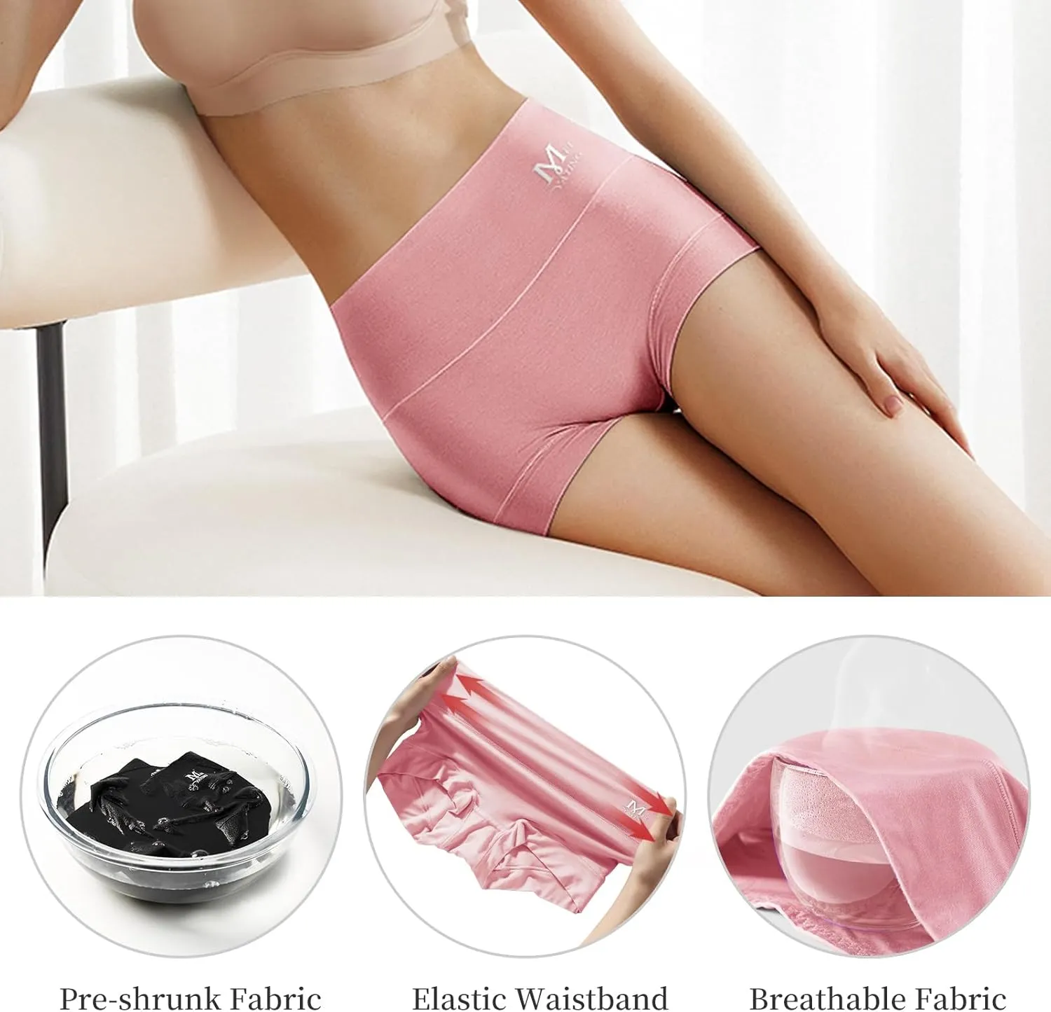 MEIYATING Boy Shorts Underwear for Women High Waisted Cotton Panties Stretch Briefs 4 Pack