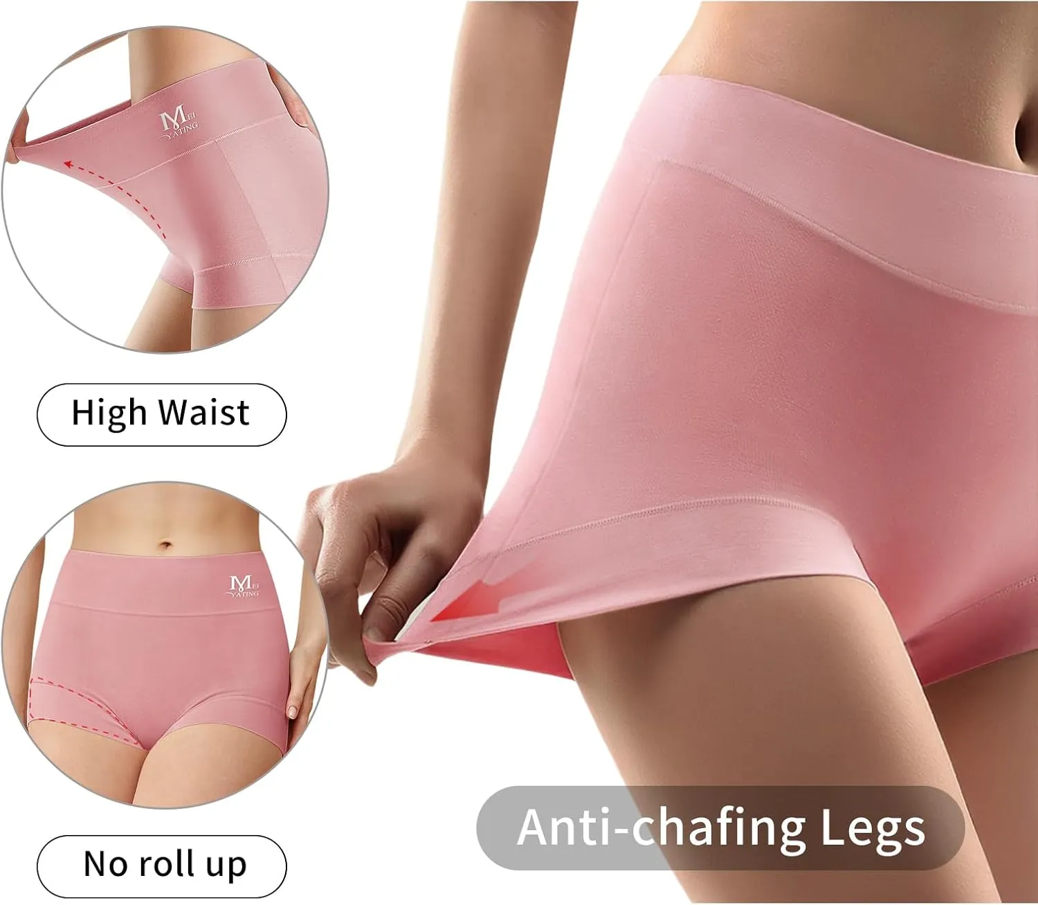 MEIYATING Boy Shorts Underwear for Women High Waisted Cotton Panties Stretch Briefs 4 Pack