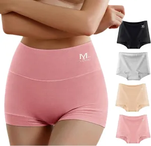 MEIYATING Boy Shorts Underwear for Women High Waisted Cotton Panties Stretch Briefs 4 Pack