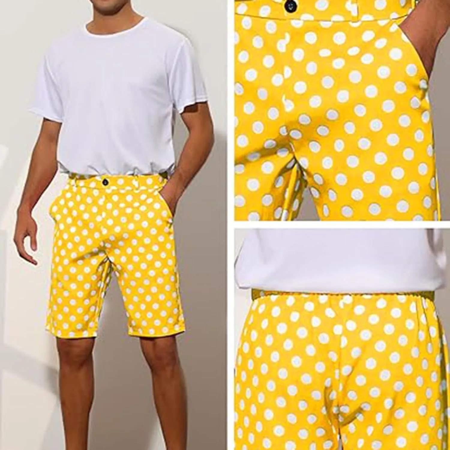 Men's Athletic Gym Shorts Quick Dry Dot Printed Casual Basketball Shorts with Pockets for Running Workout Activewear