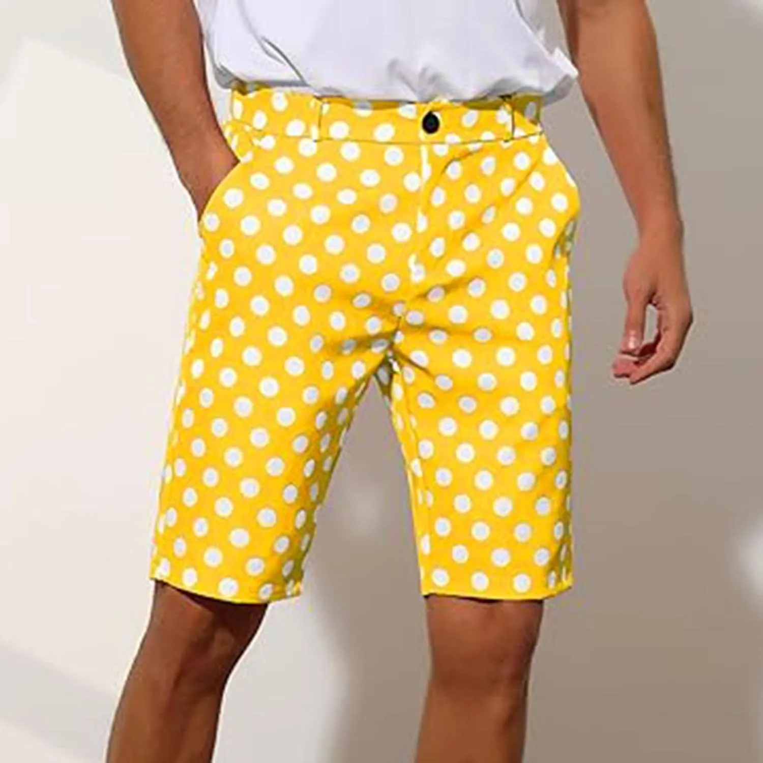 Men's Athletic Gym Shorts Quick Dry Dot Printed Casual Basketball Shorts with Pockets for Running Workout Activewear