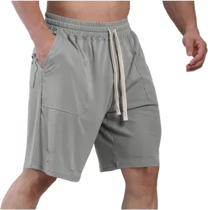 Mens Athletic Shorts Quick Dry Casual Plain Short Pant Polyester Drawstring Elastic Waist Mens Gym Gifts Fitness