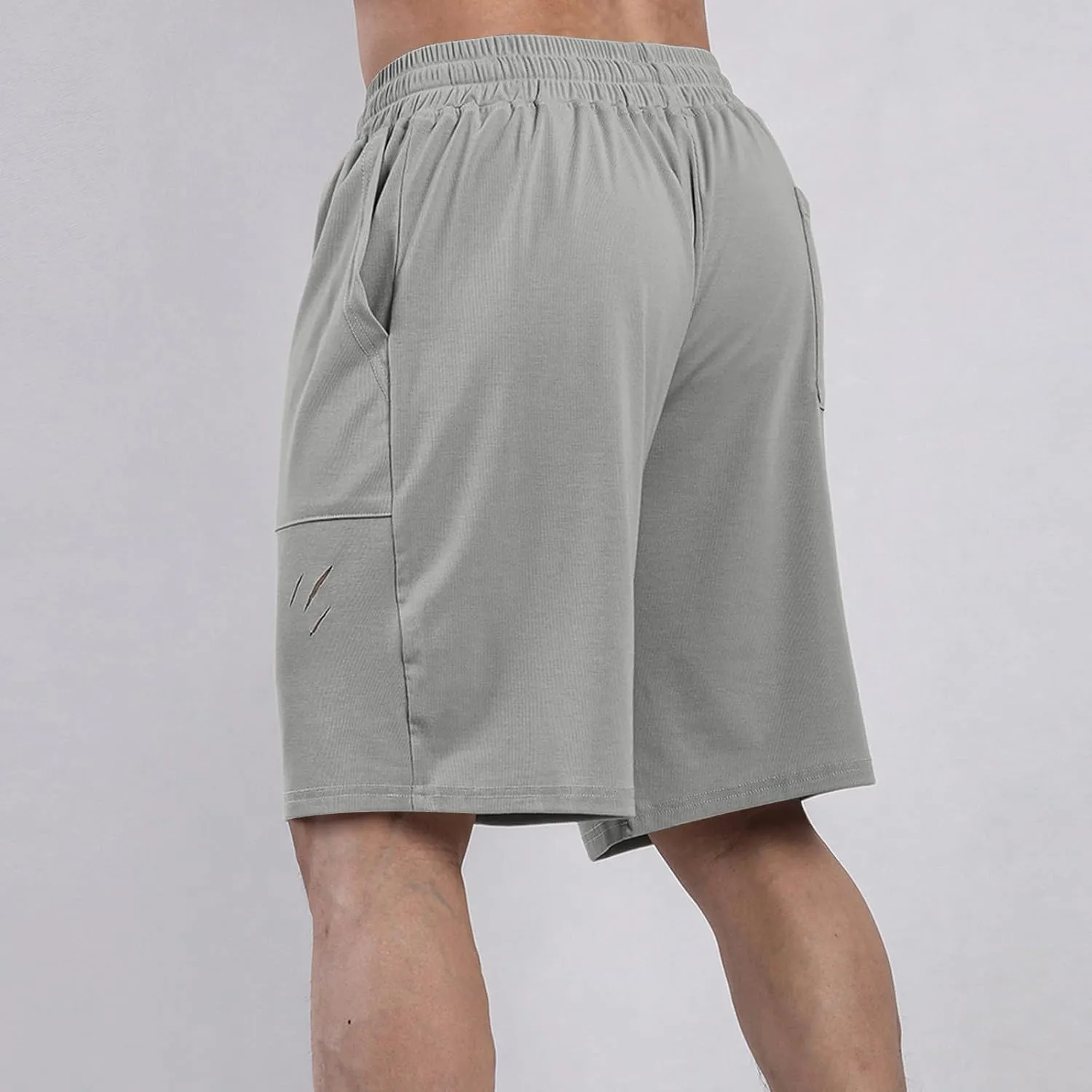 Mens Athletic Shorts Quick Dry Casual Plain Short Pant Polyester Drawstring Elastic Waist Mens Gym Gifts Fitness