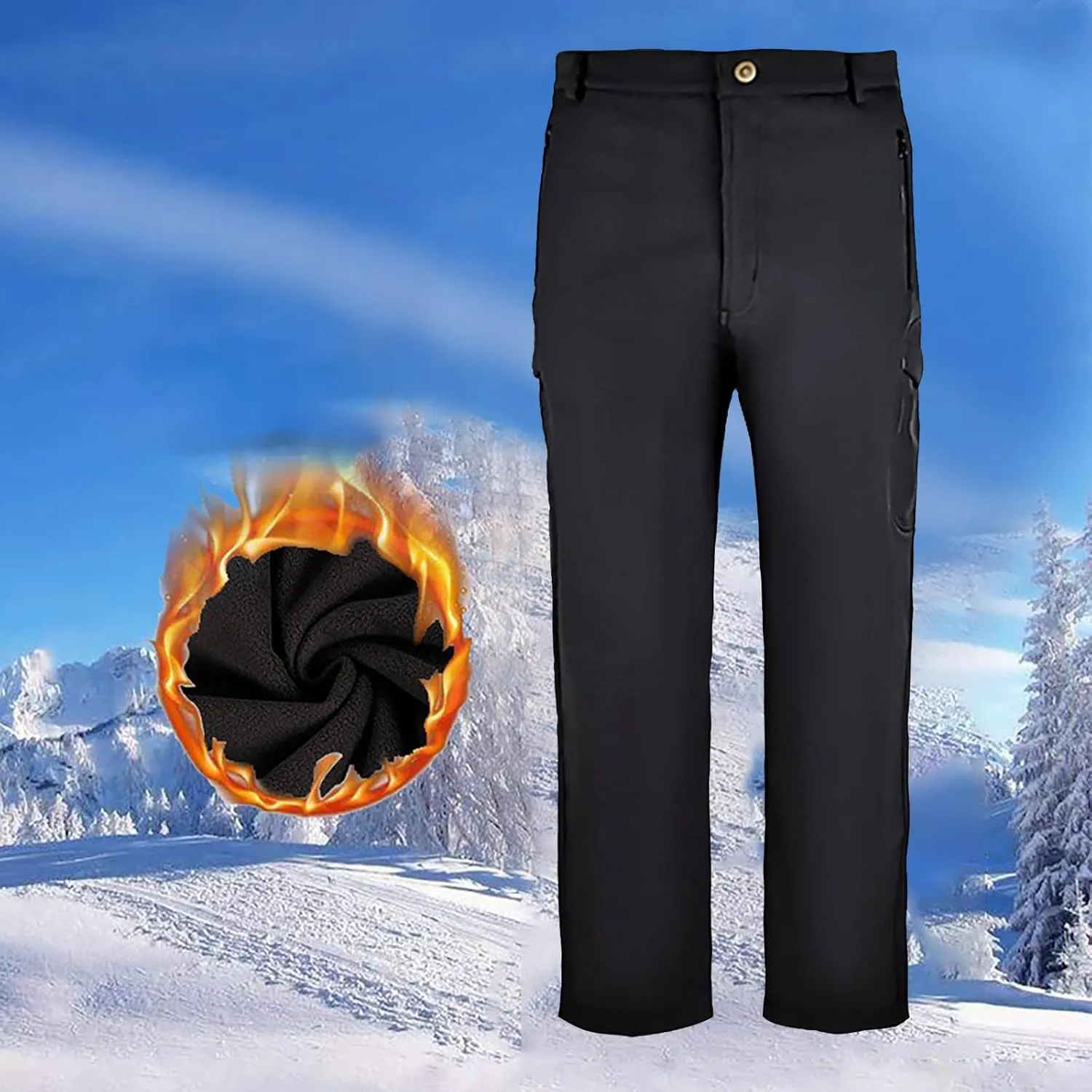 Mens Camo Pants Flexcamo - Tactical Waterproof Cargo Pants Fleece Lined Military Work Pants Warm Winter Hiking Pants