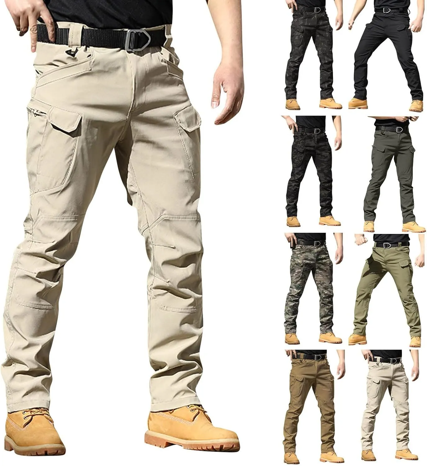 Mens Cargo Pants Baggy Ripstop Pants Multi Pockets Outdoor Work Hiking Pants Match Mens Wild Cargo Pants