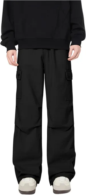 Mens Cargo Pants Classic-Fit Multi Pockets Work Pants Trendy Solid Color Daily Pants Casual Straight Leg Hiking Pants