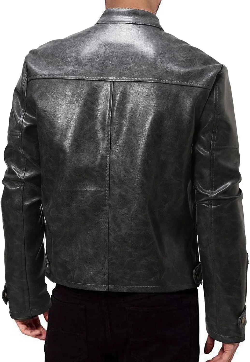 Mens Casual Full Zip Lightweight Moto Pu Leather Quilted Bomber Jacket Leather Varsity Faux Leather Jackets Biker Coat