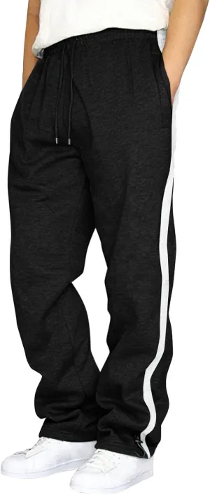 Mens Casual Pants with Zipper Mid-Waist Sports Drawstring Casual Men's Pockets Pants Pants Lightweight Lounge Pants