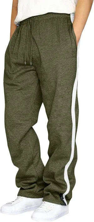 Mens Casual Pants with Zipper Mid-Waist Sports Drawstring Casual Men's Pockets Pants Pants Lightweight Lounge Pants