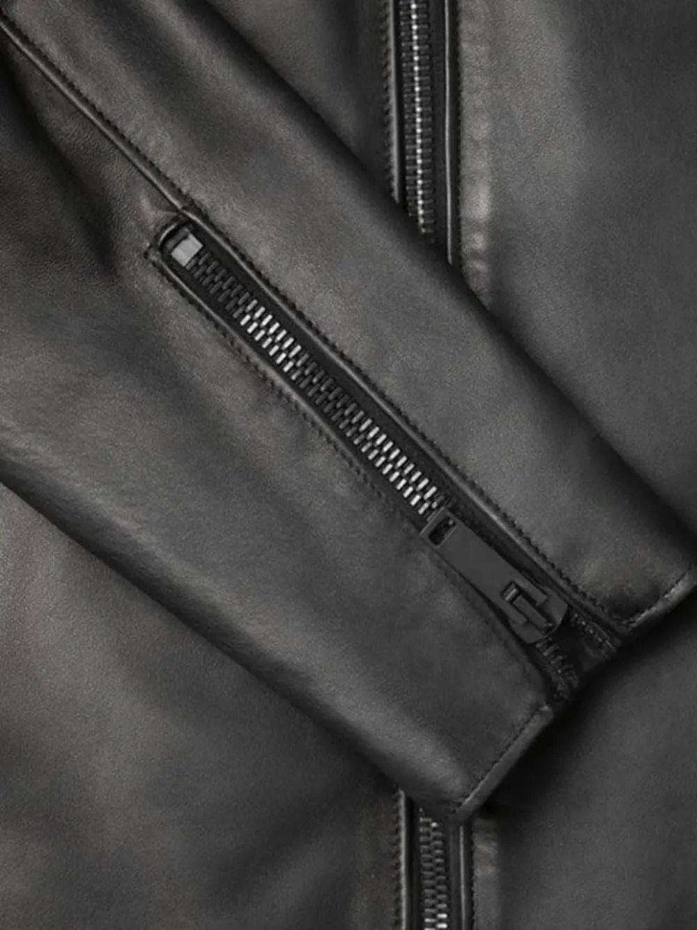 Mens Classic Black Genuine Sheepskin Leather Biker Moto Mottorcycle Cafe Racer Rider Retro SlimFit Lapel Collar Jacket