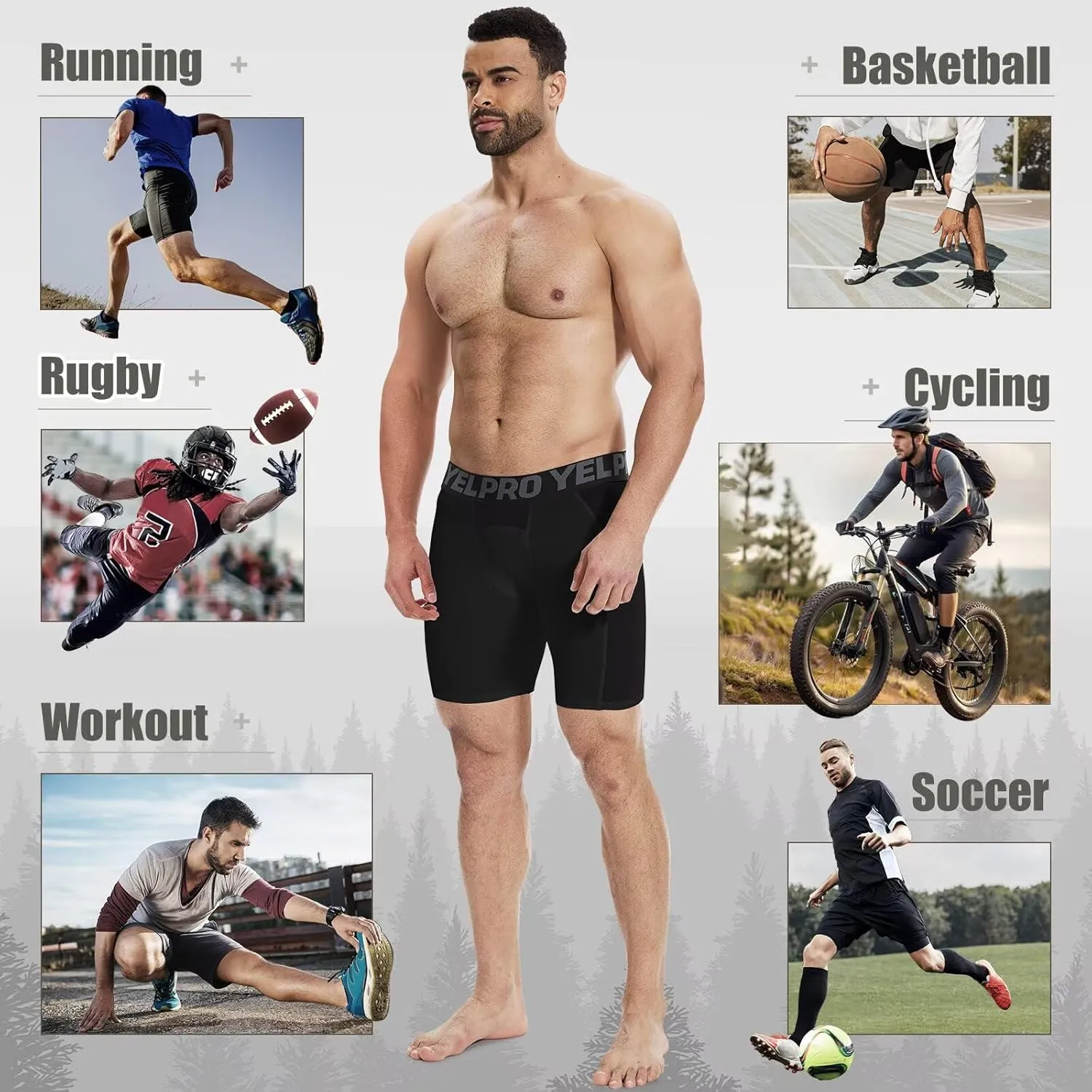 Mens Compression Shorts Quick Dry Basketball Spandex Shorts Light Athletic Underwear Shorts for Running Soccer