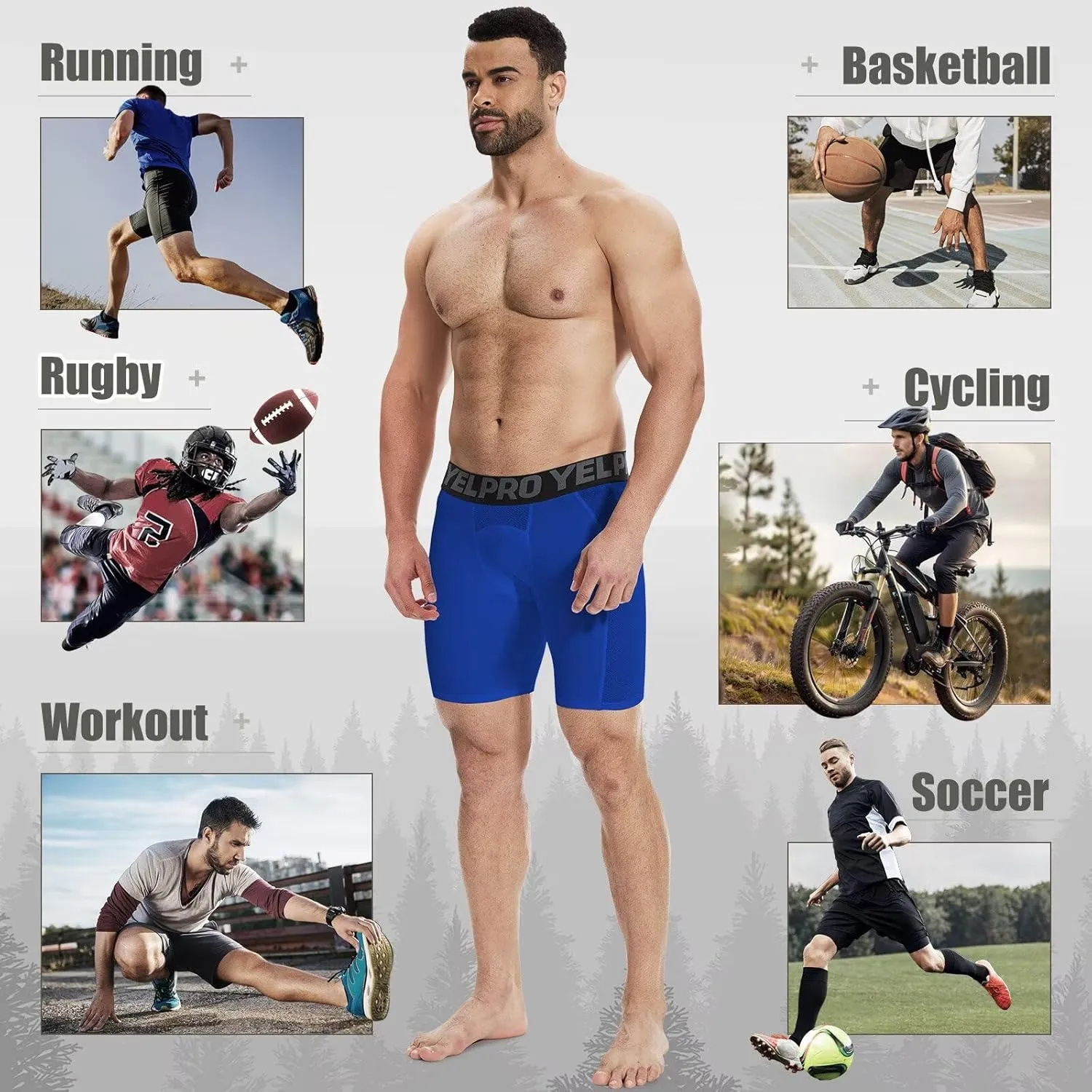 Mens Compression Shorts Quick Dry Basketball Spandex Shorts Light Athletic Underwear Shorts for Running Soccer