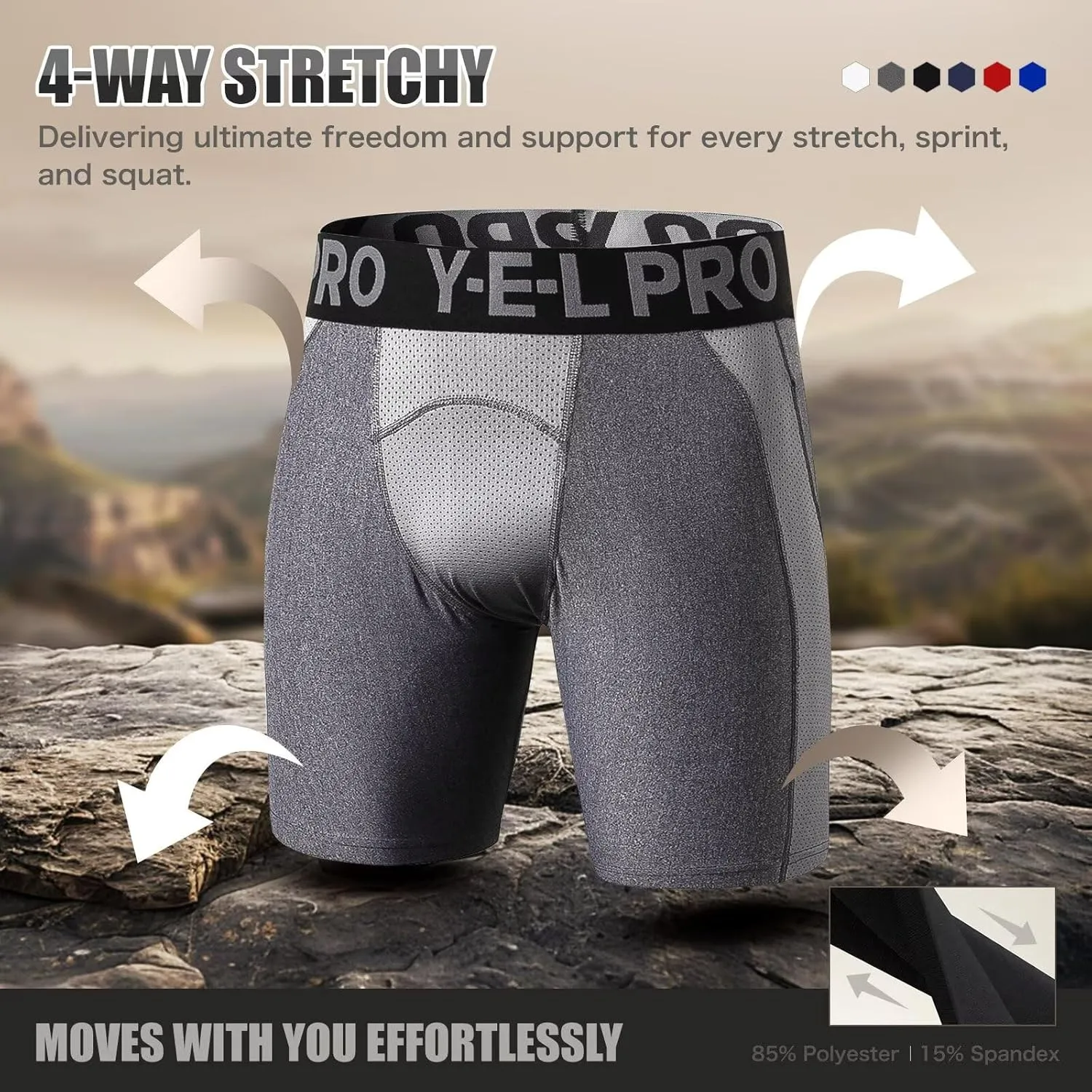 Mens Compression Shorts Quick Dry Basketball Spandex Shorts Light Athletic Underwear Shorts for Running Soccer