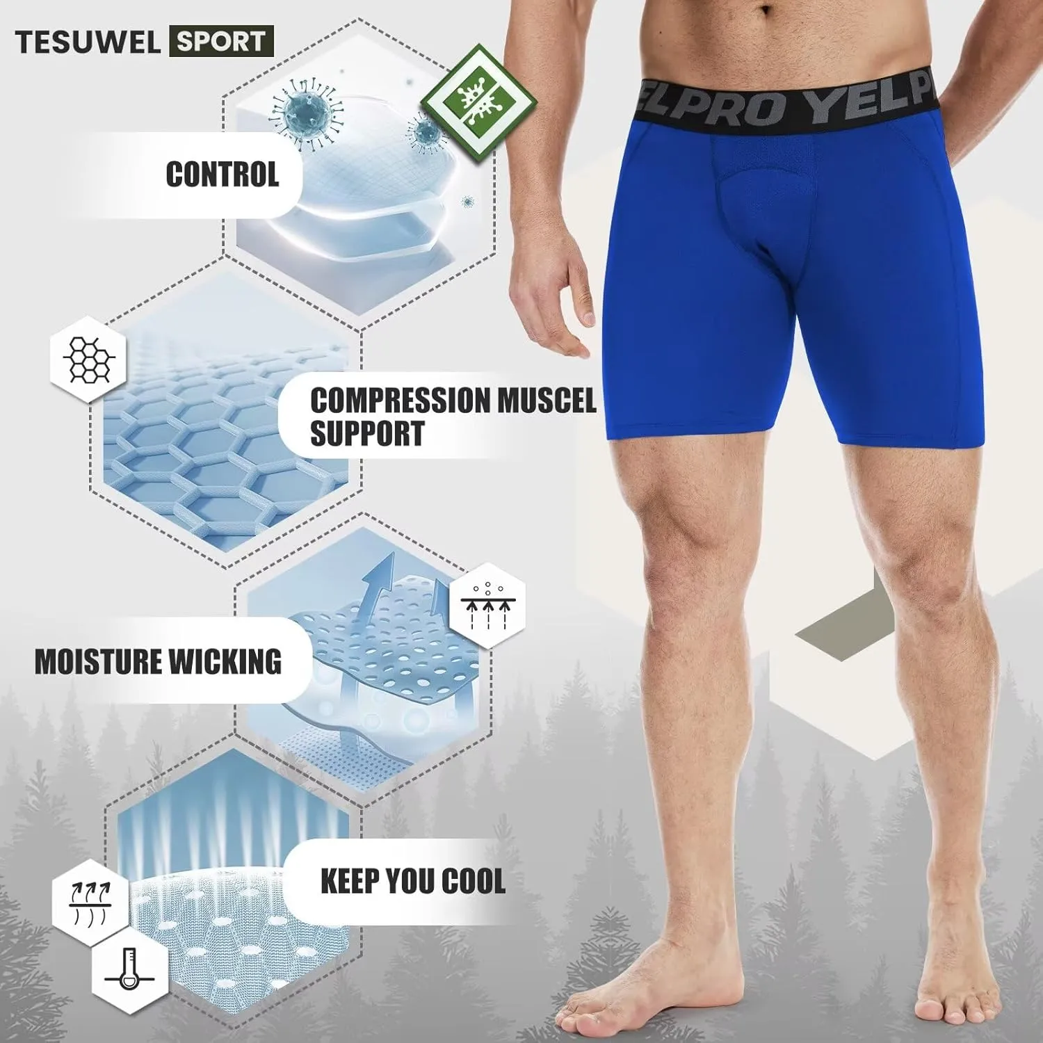 Mens Compression Shorts Quick Dry Basketball Spandex Shorts Light Athletic Underwear Shorts for Running Soccer