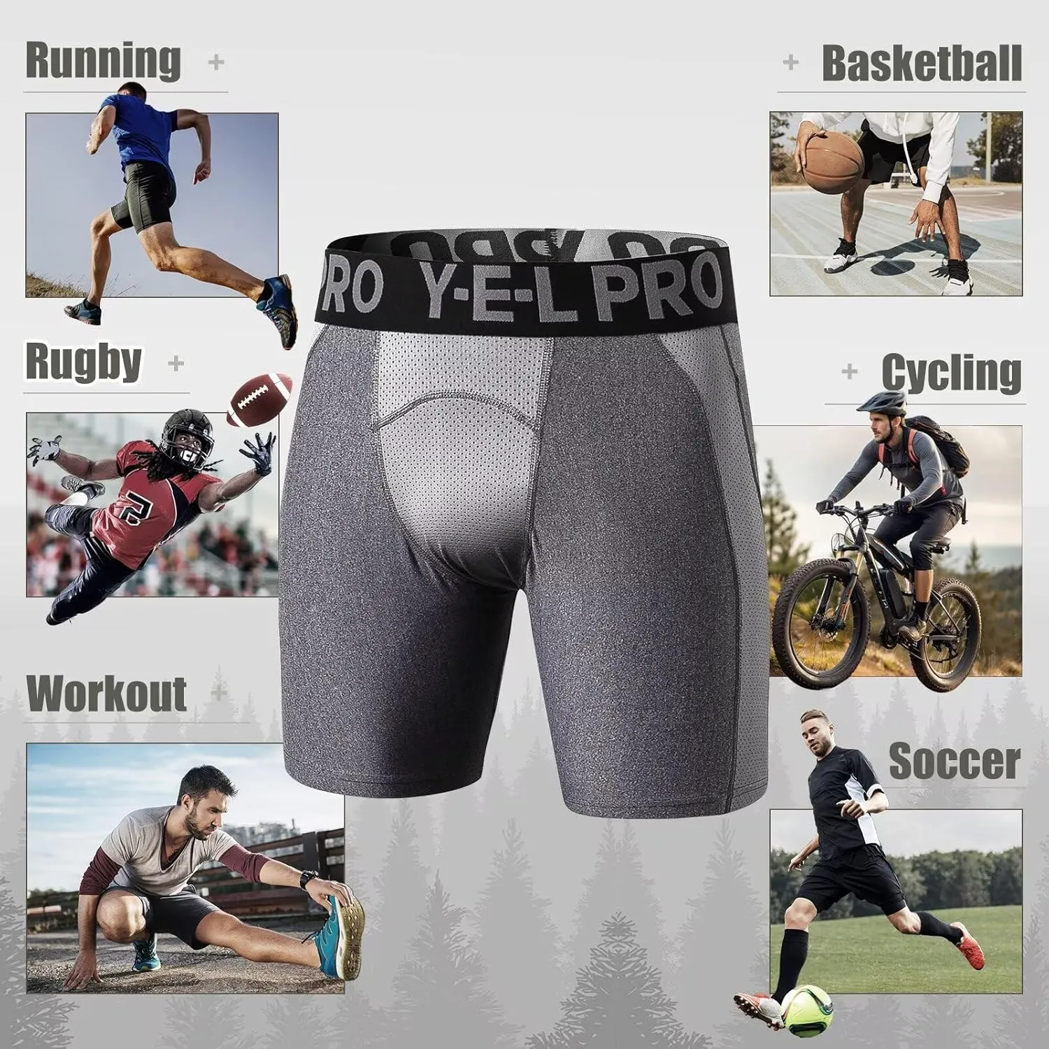 Mens Compression Shorts Quick Dry Basketball Spandex Shorts Light Athletic Underwear Shorts for Running Soccer