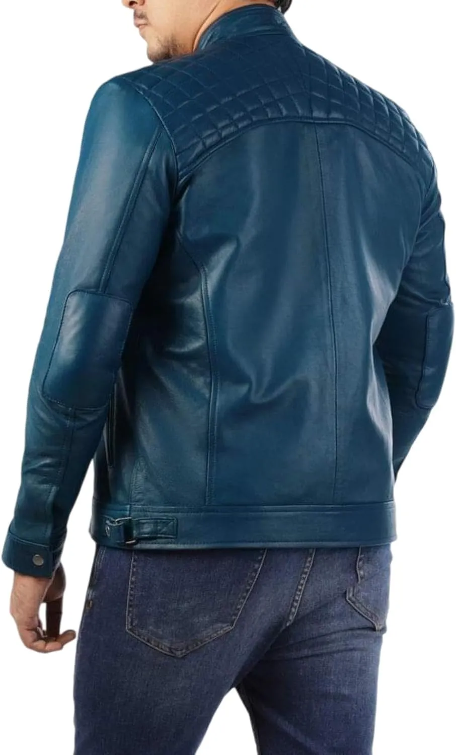 Men's Genuine Casual Classic Modern SlimFit Real Sheepskin Leather Quilted Biker Retro Rider Moto Stylish Jacket