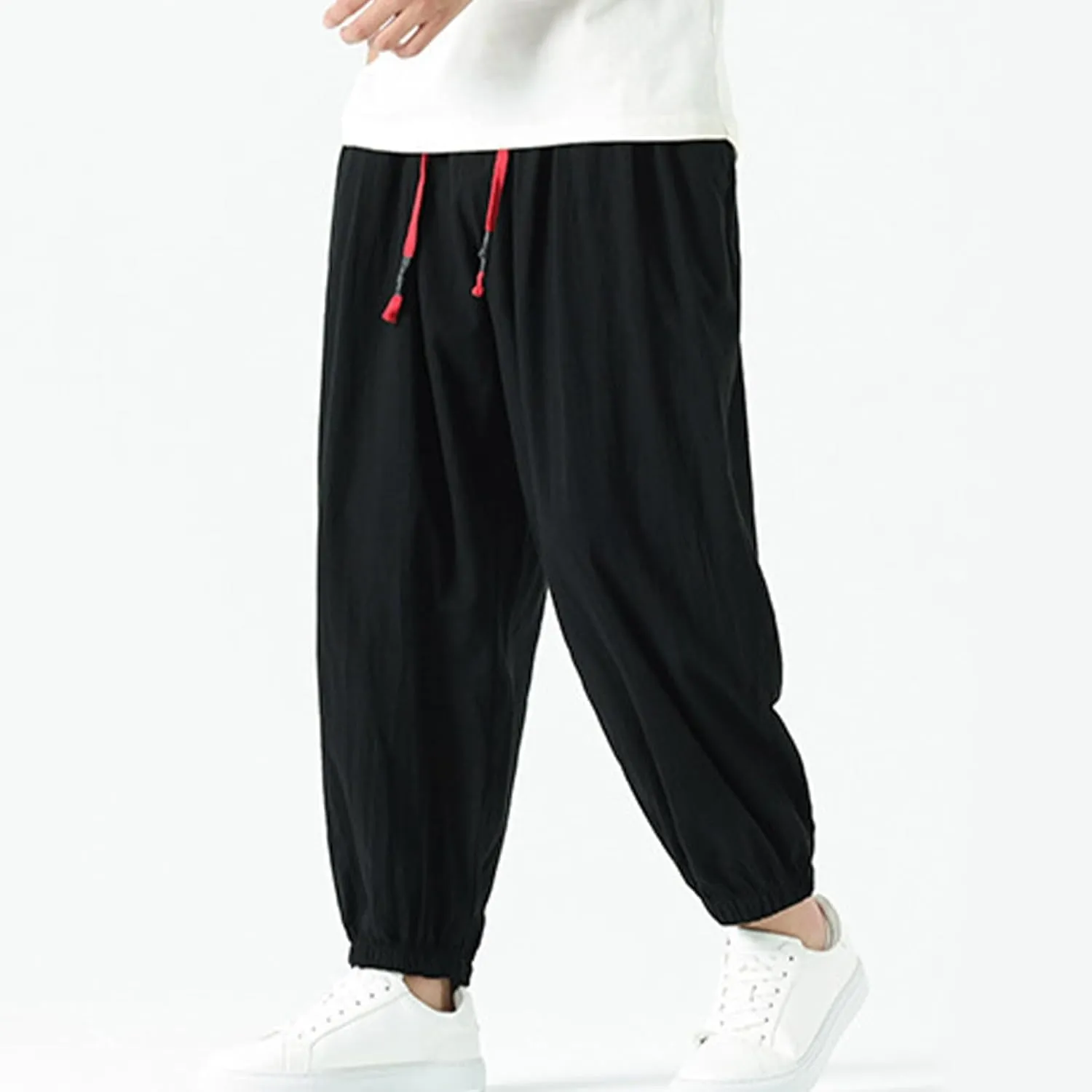 Mens Linen Pants Baggy Elastic Waist Lightweight Beach Clothes Mens Yoga Pants Dress Pants Men Mens Golf Pants Casual