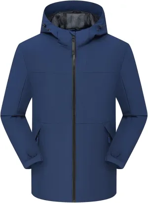 Mens Packable Rain Jacket Lightweight Waterproof Raincoat with Hood Outdoor Running Hiking Cycling Fall Overcoats