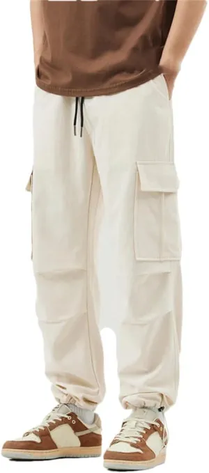 Men's Pants Loose Casual Trousers Solid Color Cargo Pants Multi-Pockets Pants