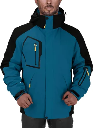 Mens Rain Jacket Waterproof Hooded Hiking Coat Lightweight Windbreaker Shell Rain Coat Long Sleeve Outdoor Raincoat