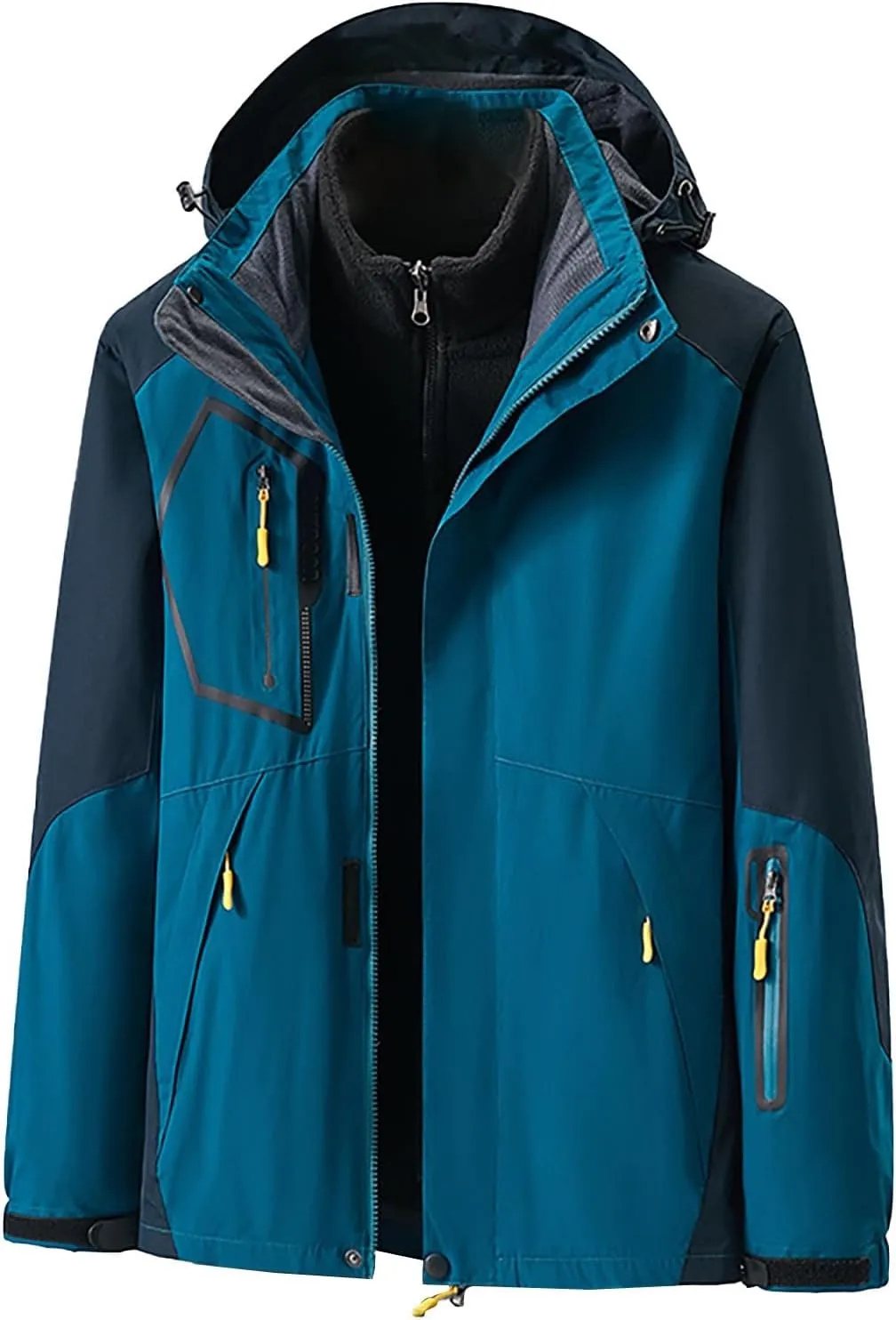 Mens Rain Jacket Waterproof Hooded Hiking Coat Lightweight Windbreaker Shell Rain Coat Long Sleeve Outdoor Raincoat