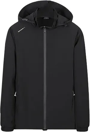 Mens Rain Jacket with Hood Waterproof Lightweight Active Long Raincoats Outdoor Sports Hooded Windproof Jacket
