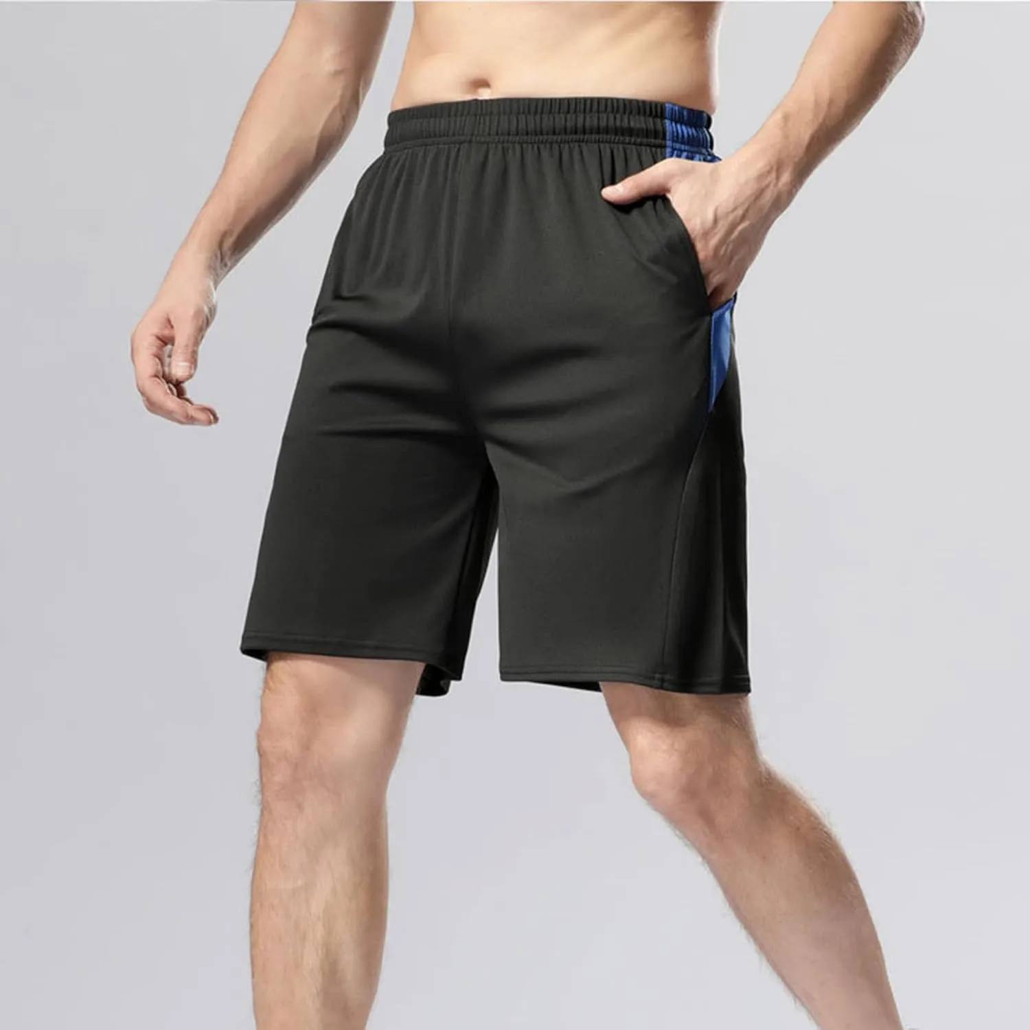 Mens Shorts Athletic with Zipper Pocket Male Gym Workout Shorts Elastic Waist Casual Jogger Pants Stretch Activewear