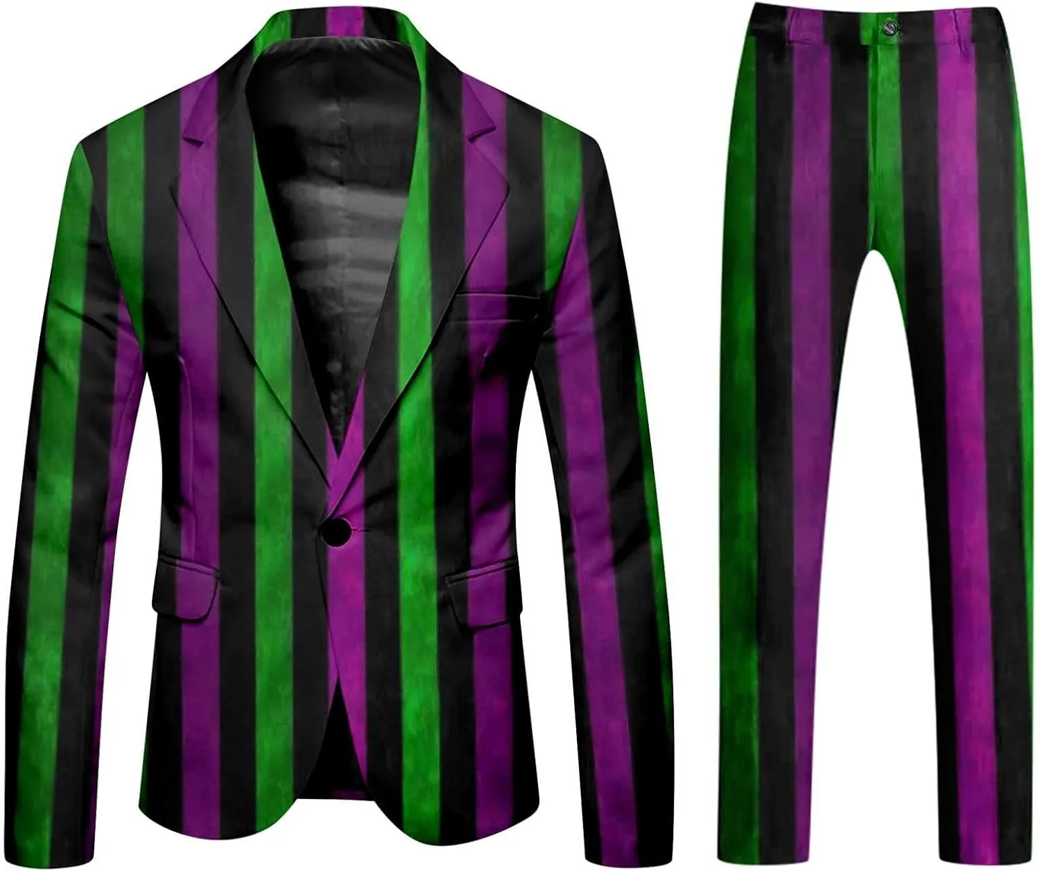 Men's Slim Fit 3 Piece Suit Button Down Color Block Notch Lapel Party Tuxedo Suits Blazer Jacket Vests Pants