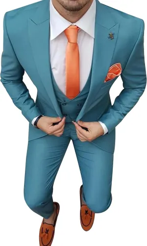 Mens Slim Fit 3 Piece Suit One Button Notch Lapel Rustic Brown Tuxedo for Prom (Suit Jacket, Vest   Pants)