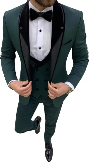 Mens Slim Fit 3 Piece Suit One Button Notch Lapel Rustic Brown Tuxedo for Prom (Suit Jacket, Vest   Pants)