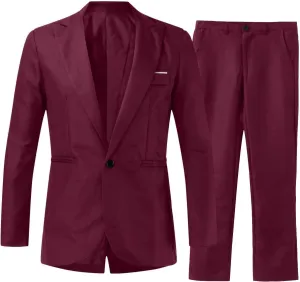 Men's Slim Fit 3 Piece Suit Two Button Solid Single Breasted Notch Lapel Tuxedo Set for Party, Wedding and Business
